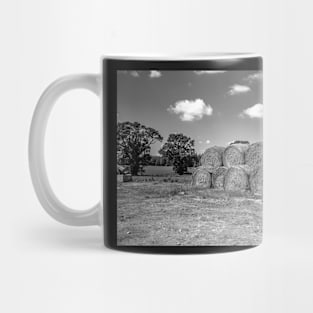 Hay bale stack in the English countryside Mug